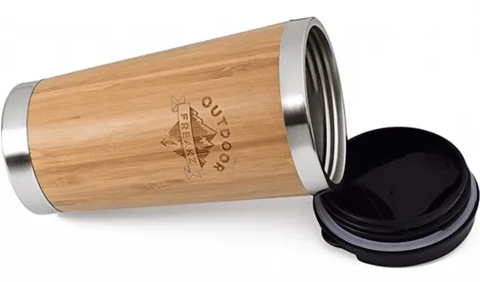 bamboo and aluminium travel mug