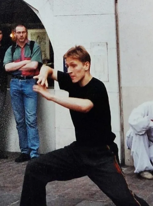 Teenage Shane and a public martial arts demo